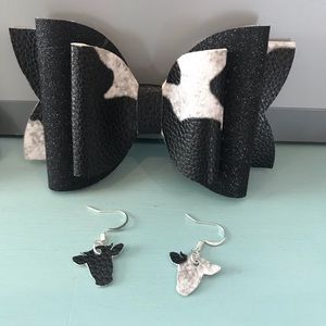 Cow bow & earrings